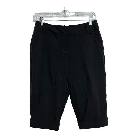 Worthington Capri Dress Pants Modern Fit Cuffed Hem Womens Size 4P Black Pockets - Picture 1 of 7